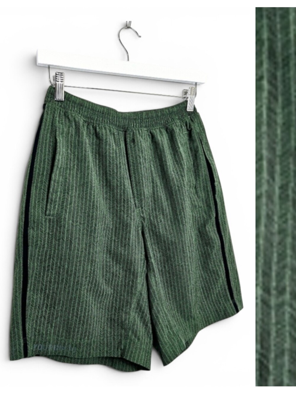 Lululemon Shorts Mens S Pace Breaker Lined Active Mesh Zip Pocket Green Black